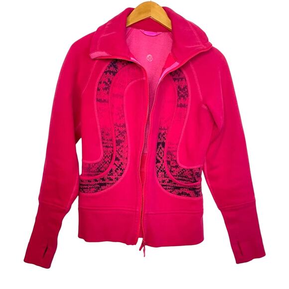 Lululemon Pink Zip Up Sweatshirt Hoodie Jacket Fuchsia 6 - Picture 1 of 7